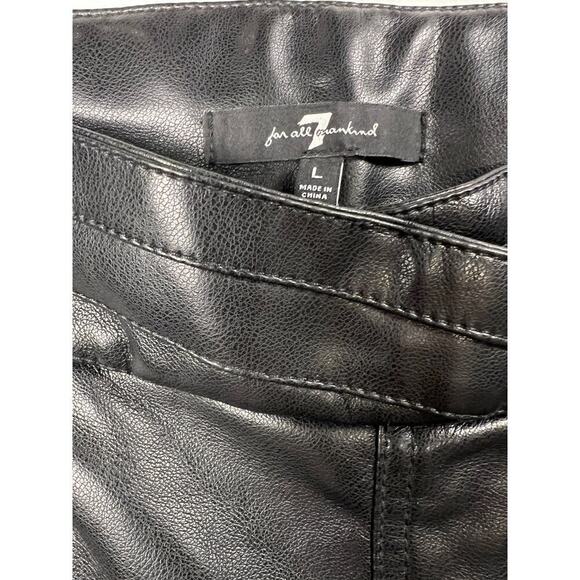 7 for All Mankind Vegan Faux Leather Ankle Pants Side Zip Cross Waist Size L - Picture 3 of 12